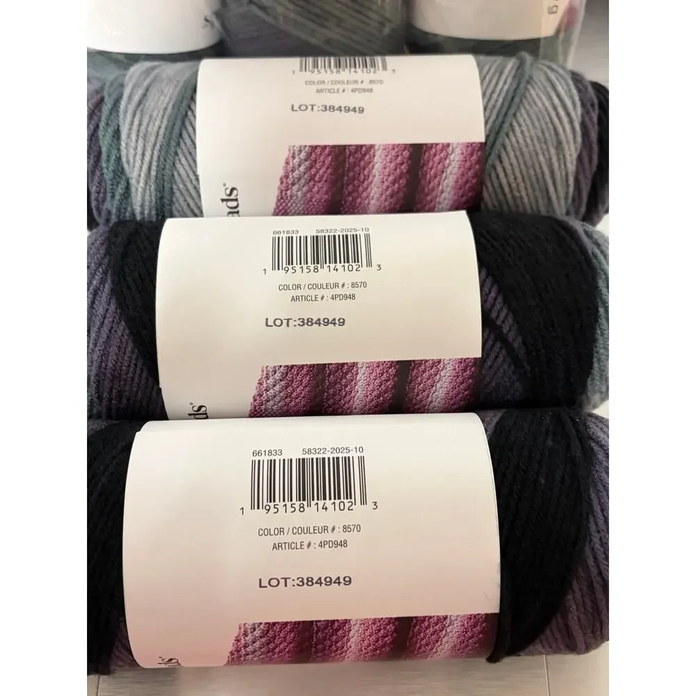 12 skeins Loops & Threads Soft Classic Yarn Grey Ombre #8570 Same Dye Lot